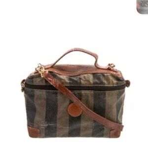 Fendi Striped Brown and Black crossbody bag with the adjustable removable strap